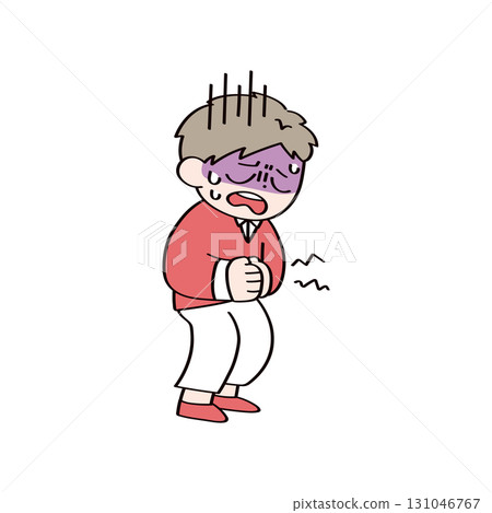 Illustration of a child with a stomachache Illustration of a child with a stomachache 131046767
