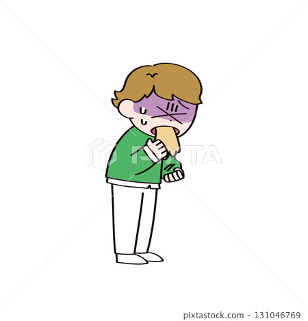 Illustration of a child vomiting 131046769