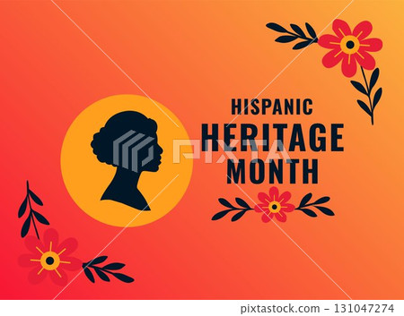 hispanic heritage month male silhouette with floral decoration 131047274