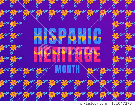 hispanic heritage month bold typography with floral ethnic pattern 131047276