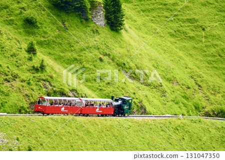 Beautiful Swiss mountain scenery and spectacular panoramic views from the Brienz Railway 131047350