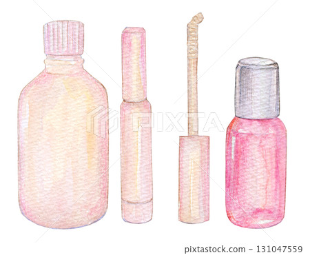 Watercolor illustrations, hand-drawn illustrations, analog illustrations, cosmetic goods Watercolor illustrations, hand-drawn illustrations, analog illustrations, cosmetic goods 131047559