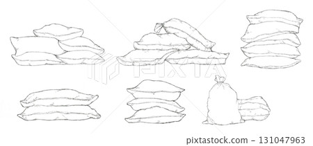 麻布袋的手繪插圖 麻布袋的手繪插圖 131047963