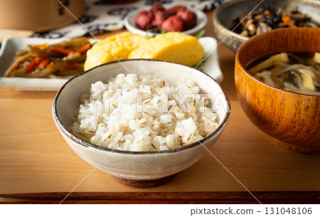 Japanese food barley rice table Japanese food barley rice table 131048106