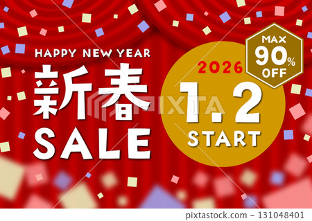 New Year's Sale starts January 2, 2026. Illustrations with up to 90% off. 131048401