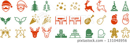 向量彩色聖誕圖示集 131048956