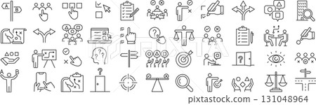 Set of line art icons for monochrome selection in vector Set of line art icons for monochrome selection in vector 131048964
