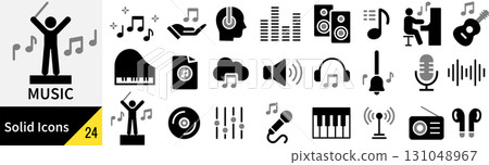 向量音樂剪影圖標集 131048967