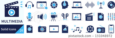 Vector multimedia silhouette icon set 131048972