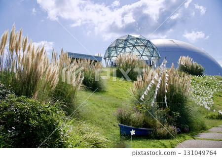 Glass dome and windmill at Moricoro Park 131049764