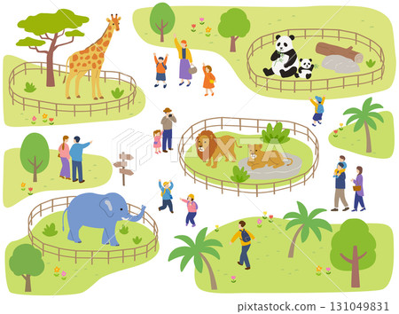 動物園和人物風景插圖 131049831