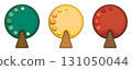 Round green tree, yellow autumn tree, red autumn tree illustration, 3D PNG, autumn tree set 131050044