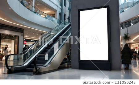 A blank billboard in a shopping mall, intended for mockup advertising possibilities 131050245