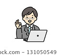 Illustration material of a business person operating a computer 131050549