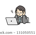Illustration material of a business person struggling with computer operation 131050551