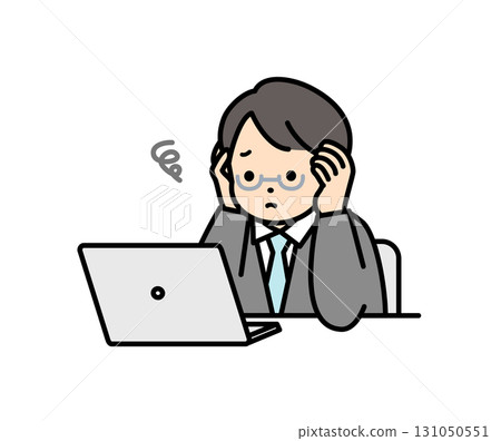 Illustration material of a business person struggling with computer operation 131050551