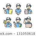 Male moving worker facial expression illustration set 131050618