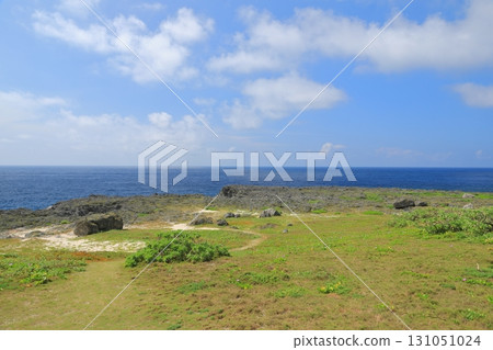 View of Takana Beach on Hateruma Island overlooking the majestic blue Pacific Ocean 131051024