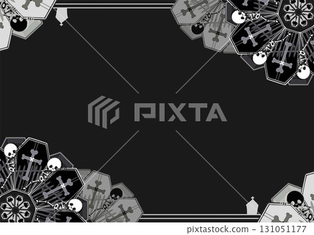 Mandala decorative frame of a skeleton coming out of a coffin 131051177