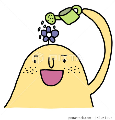 funny cartoon lemon with flower funny cartoon lemon with flower 131051298