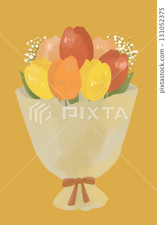 色彩繽紛的鬱金香花束的插圖 131052375