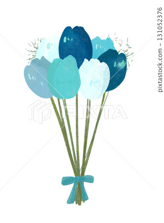 色彩繽紛的鬱金香花束的插圖 131052376