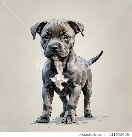 斯塔福德郡鬥牛犬小狗站立的插圖 131052606