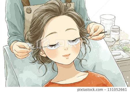 Miyu系列：接受睫毛嫁接療程的女性美容插圖 131052661