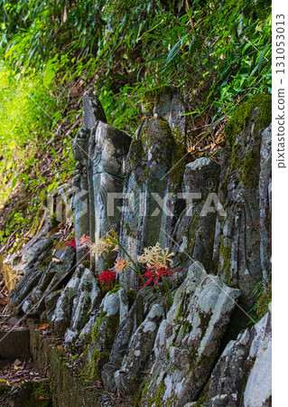 石塔、石佛像和石蒜花 131053013