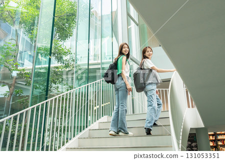 Female college student campus life university Female college student campus life university 131053351