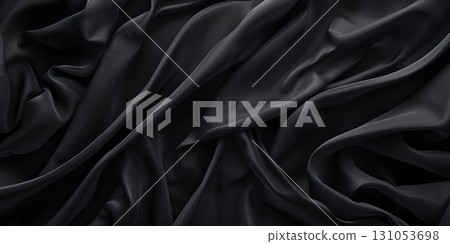 Luxurious Black Fabric Background, Elegant Black Fabric Texture Background - Ai Generated 131053698