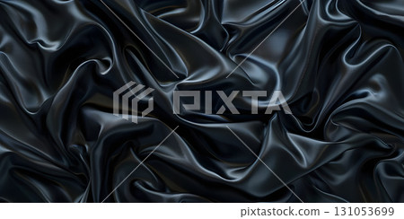 Luxurious Black Fabric Background, Elegant Black Fabric Texture Background - Ai Generated 131053699