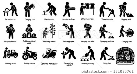 Agriculture and Harvest Work Pictogram Set 131053761