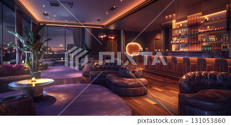 Elite Nightclub VIP Lounge Background, Exclusive VIP Area in Nightclub - Ai Generated 131053860