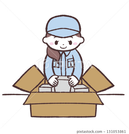 Illustration of a woman packing Illustration of a woman packing 131053861