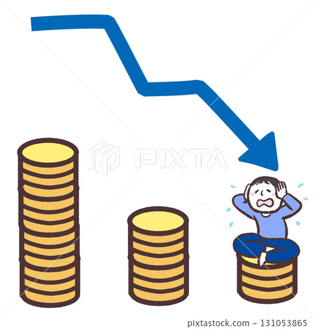 Illustration of a man struggling with money Illustration of a man struggling with money 131053865