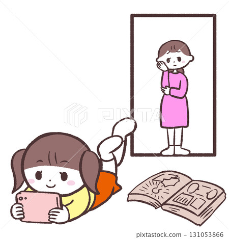 Illustration of a girl who doesn't study Illustration of a girl who doesn't study 131053866