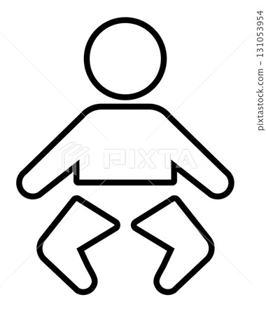 Black and white line drawing baby pictogram icon illustration material Black and white line drawing baby pictogram icon illustration material 131053954