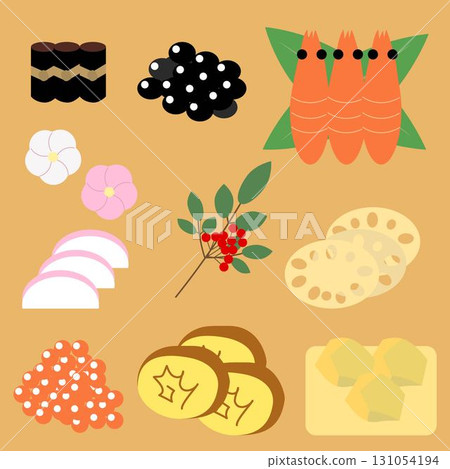 New Year's food illustration material set 131054194