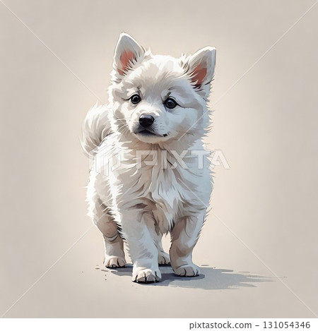 Japanese Spitz puppy standing Japanese Spitz puppy standing 131054346
