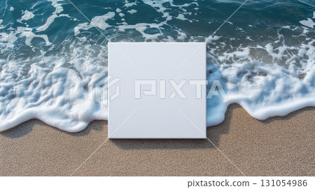 Creative inspiration blank canvas on beach art coastal setting serene viewpoint nature's palette Creative inspiration blank canvas on beach art coastal setting serene viewpoint nature's palette 131054986