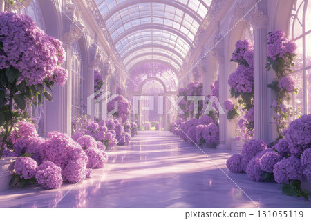 Serene floral exhibition garden hall digital art pastel environment wide angle tranquility Serene floral exhibition garden hall digital art pastel environment wide angle tranquility 131055119