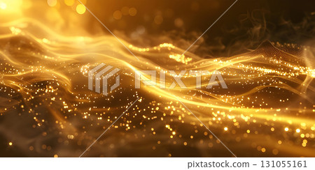 Abstract Light Wave on a Shiny Gold Background - Ai Generated 131055161