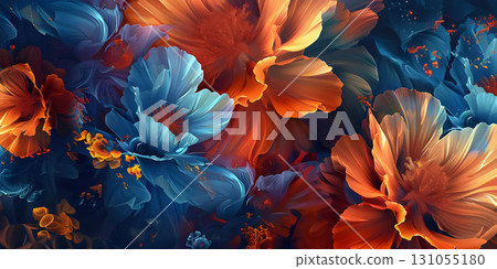 Abstract Floral Mural Digital Art Background - Ai Generated 131055180