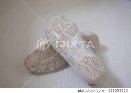 The soles of indoor shoes 131055313