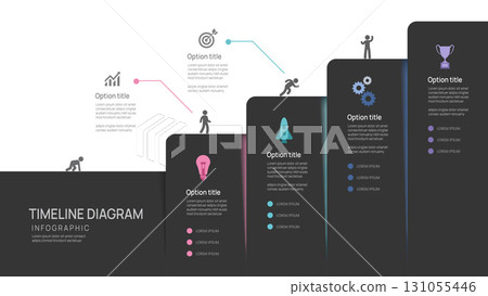 4 Steps Business infographic timeline design template. Business milestone and strategy presentation.Vector illustration. 4 Steps Business infographic timeline design template. Business milestone and strategy presentation.Vector illustration. 131055446