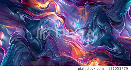Vibrant Abstract Digital Waves, Colorful Dynamic Wave Pattern, Digital Wavy Spectrum Background - Ai Generated 131055779