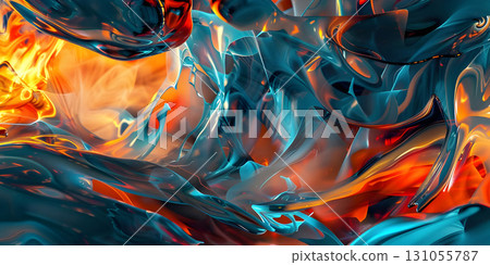Vibrant Abstract Digital Waves, Colorful Dynamic Wave Pattern, Digital Wavy Spectrum Background - Ai Generated 131055787