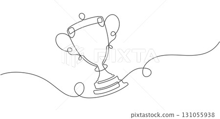 Champion Cup. Victory concept. Line drawing. Vector illustration . 131055938