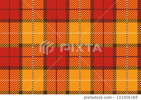 plaid background check fabric texture orange and red colors gingham vector autumn seamless pattern cloth illustration 131056168